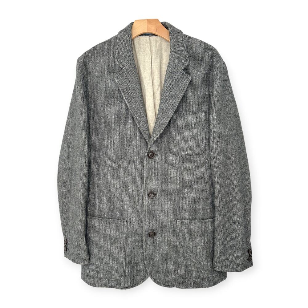 John Lewis Kin | L 42-44 | Grey Herringbone Tweed Wool Blend Blazer Sports Coat